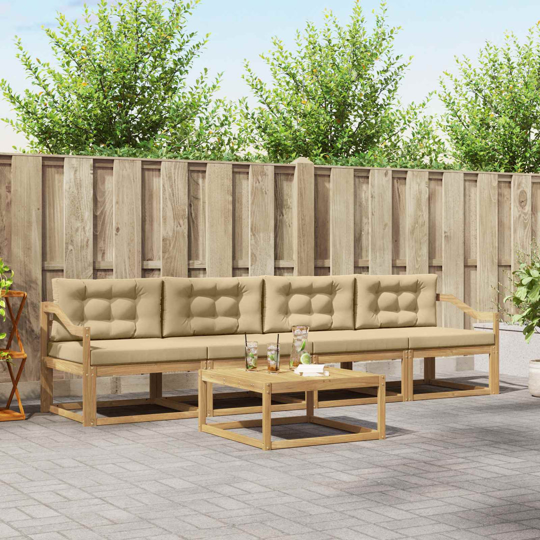 Udendørs sofagruppe med pude 4 pcs Hvid og Beige