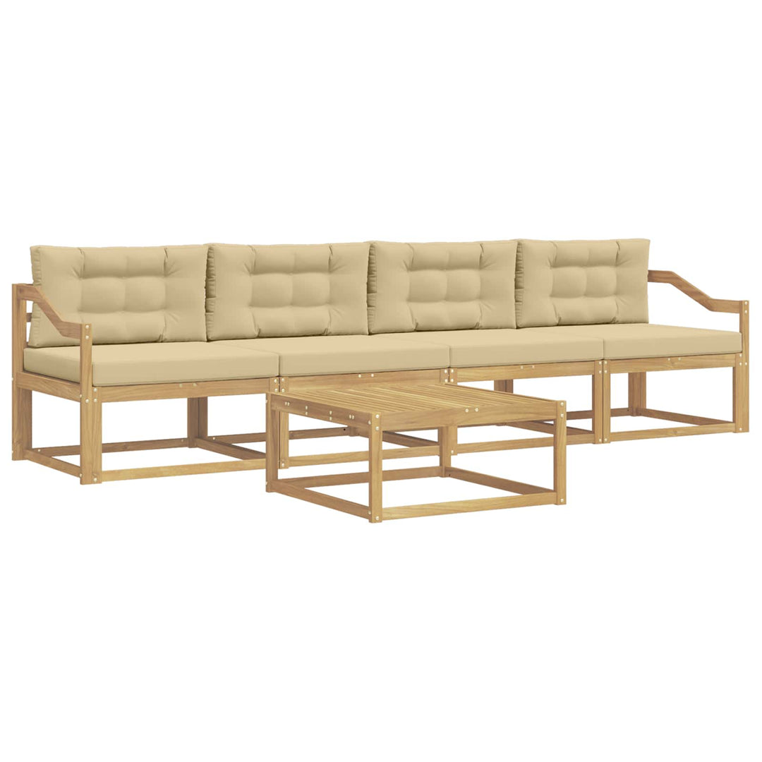 Udendørs sofagruppe med pude 4 pcs Hvid og Beige