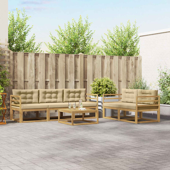 Udendørs sofagruppe med pude 6 pcs Hvid og Beige