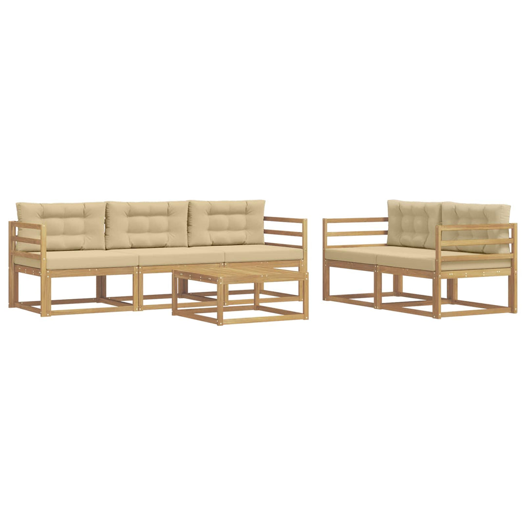 Udendørs sofagruppe med pude 6 pcs Hvid og Beige
