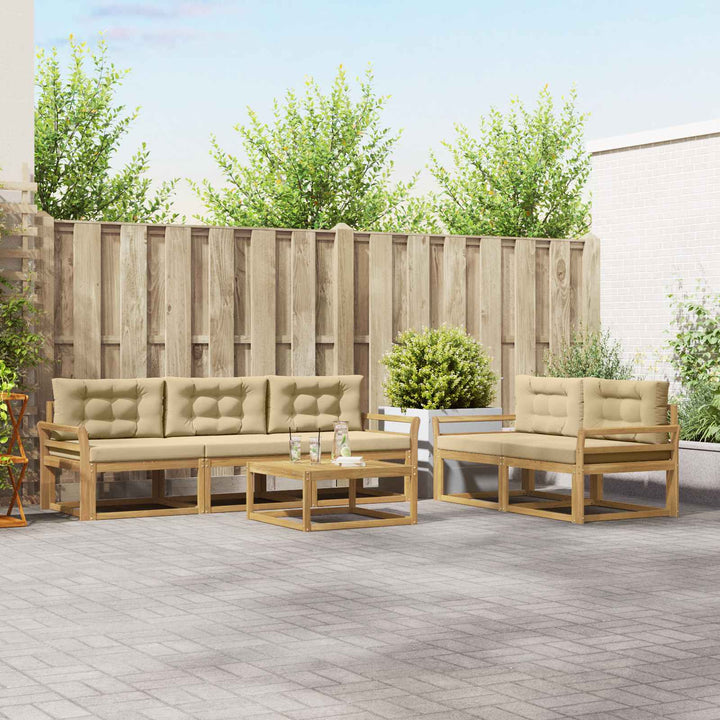 Udendørs sofagruppe med pude 6 pcs Hvid og Beige