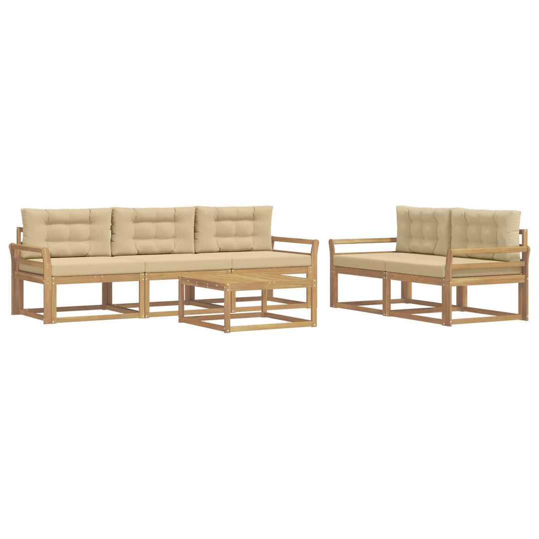 Udendørs sofagruppe med pude 6 pcs Hvid og Beige