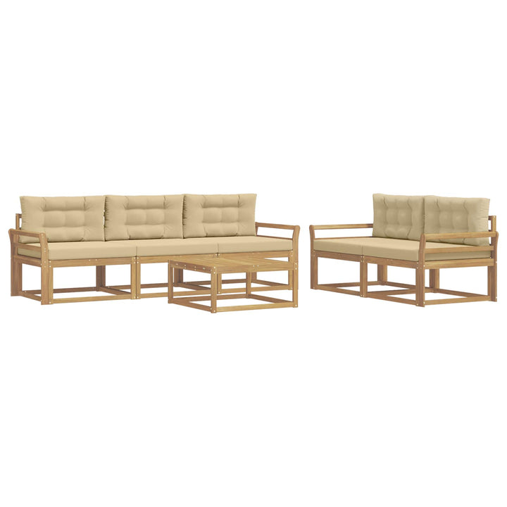 Udendørs sofagruppe med pude 6 pcs Hvid og Beige