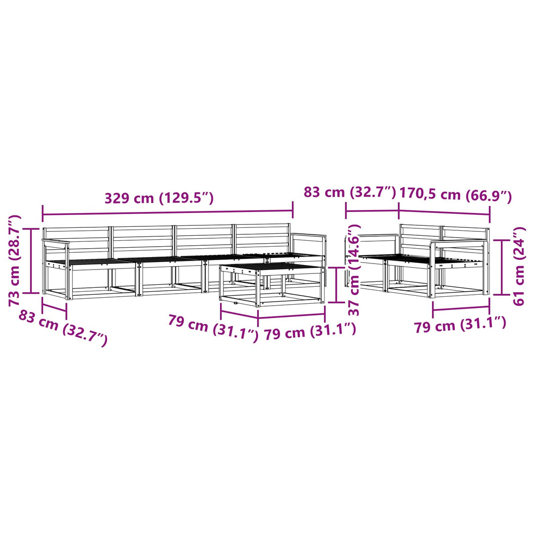 Udendørs sofagruppe 7 pcs Hvid