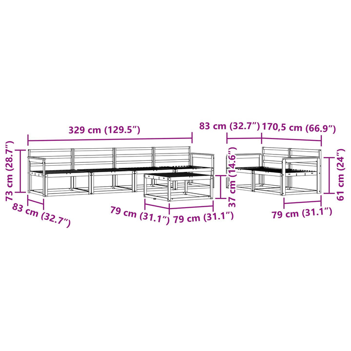 Udendørs sofagruppe 7 pcs Hvid