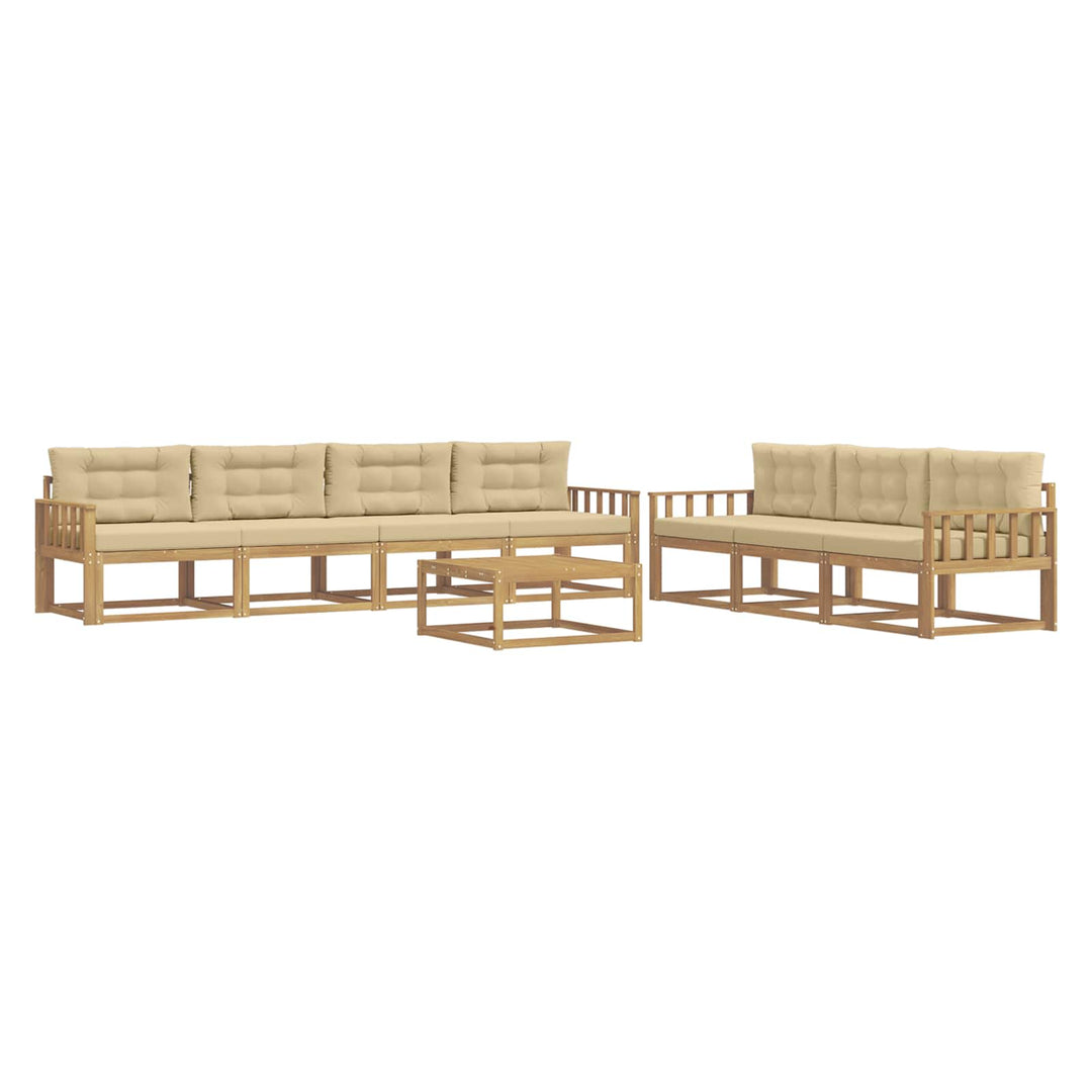 Udendørs sofagruppe med pude 7 pcs Hvid og Beige