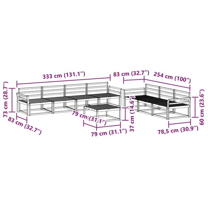 Udendørs sofagruppe 8 pcs Hvid