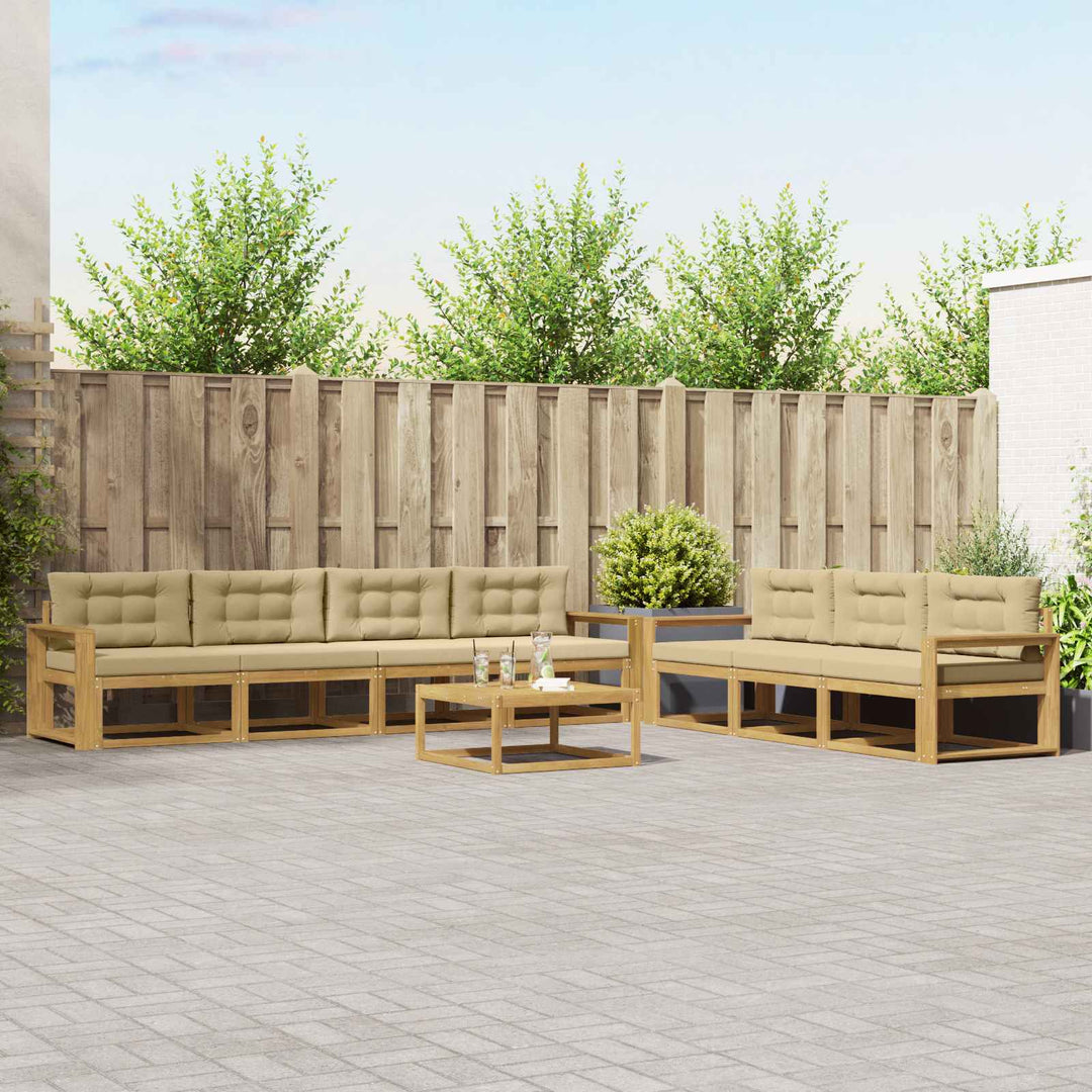 Udendørs sofagruppe med pude 7 pcs Hvid og Beige