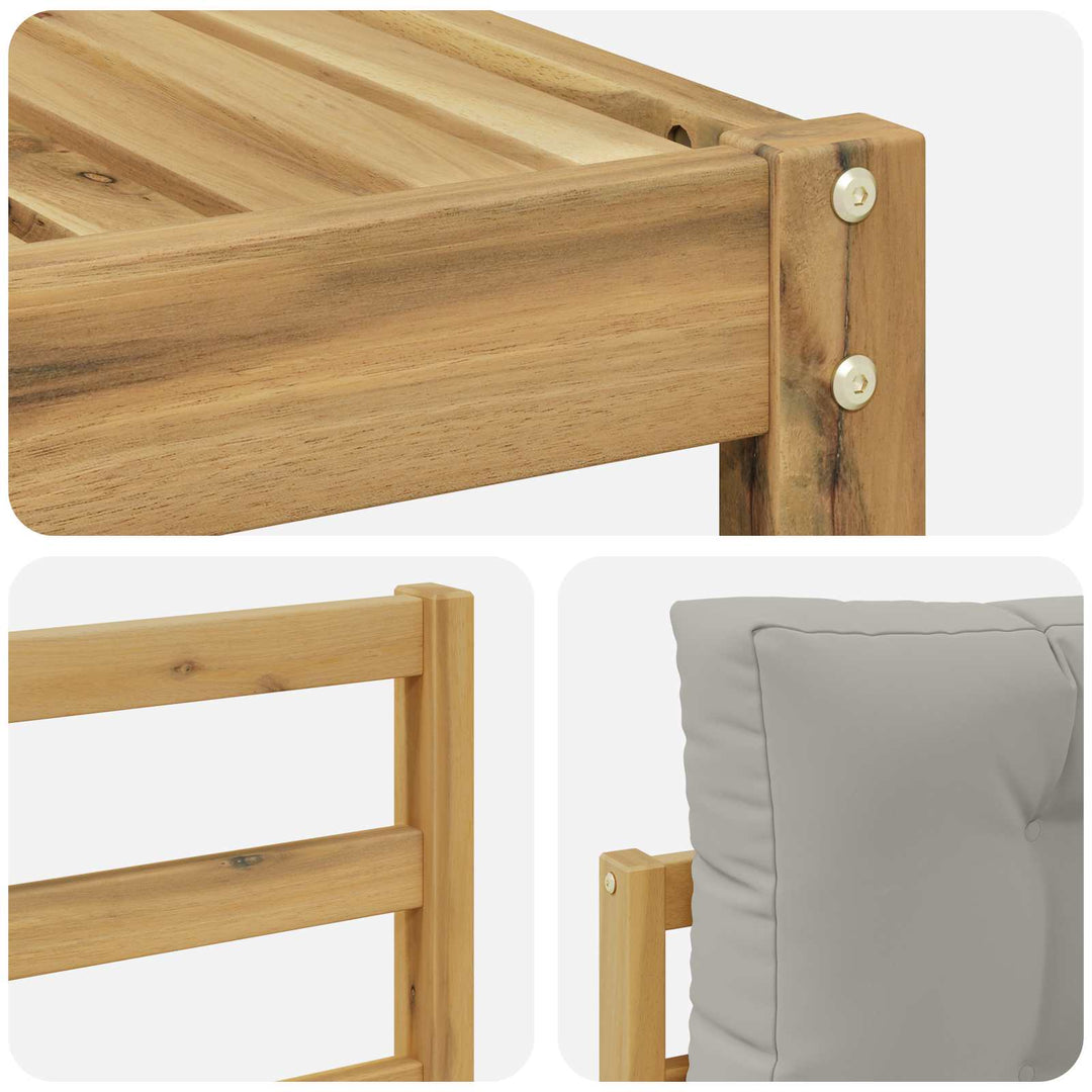 Udendørs sofagruppe 9 stk. Hvid og lysegrå Polyester