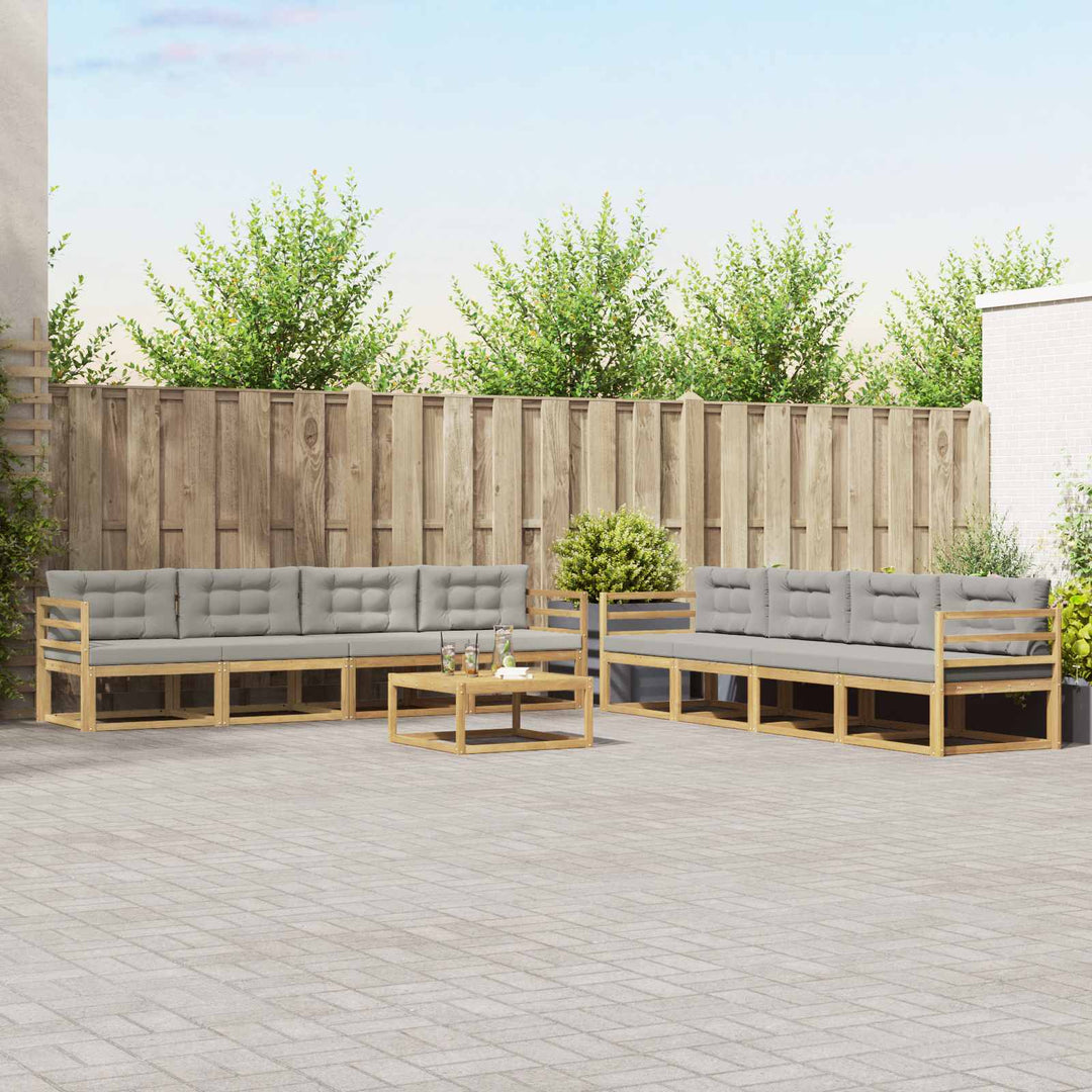 Udendørs sofagruppe 9 pcs Hvid og lysegrå 79 x 79 x 37 cm