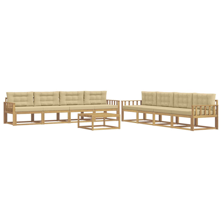 Udendørs sofagruppe 9 stk. Hvid og Beige Polyester
