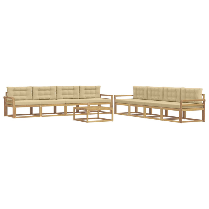 Udendørs sofagruppe 9 stk. Hvid og Beige Polyester