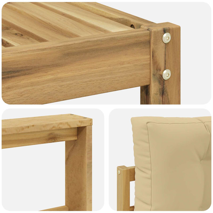 Udendørs sofagruppe 9 stk. Hvid og Beige Polyester