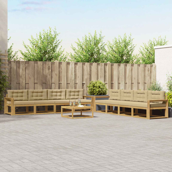 Udendørs sofagruppe 9 stk. Hvid og Beige Polyester