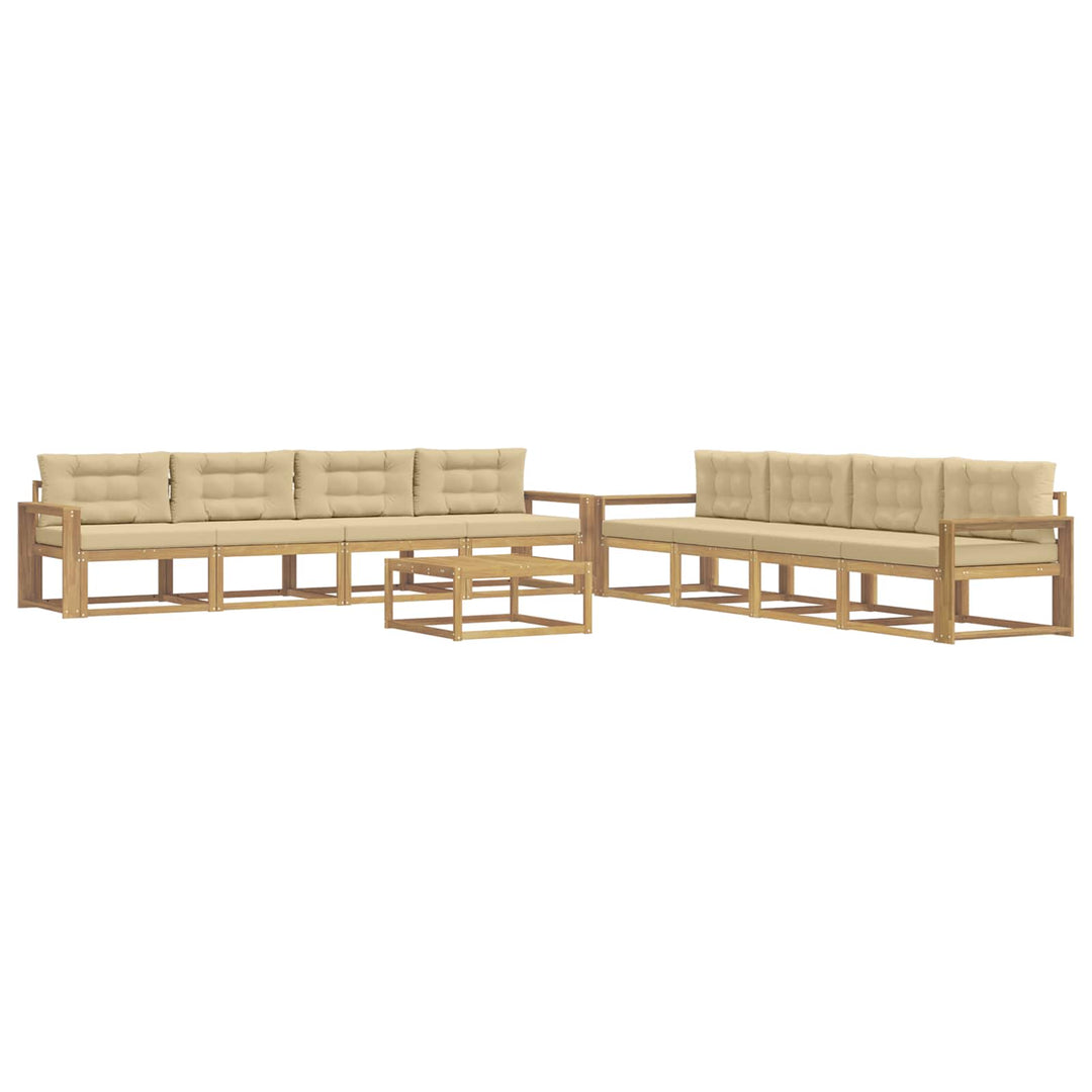 Udendørs sofagruppe 9 stk. Hvid og Beige Polyester