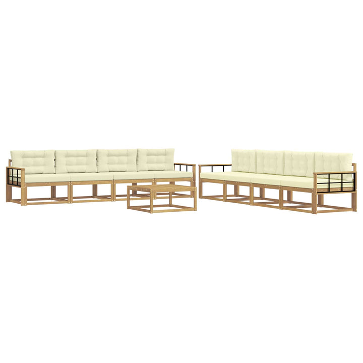 Udendørs sofagruppe 9 pcs Hvid og cremefarvet 79 x 79 x 37 cm