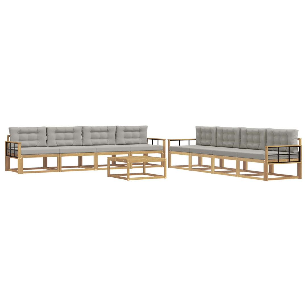 Udendørs sofagruppe 9 stk. Hvid og lysegrå Polyester