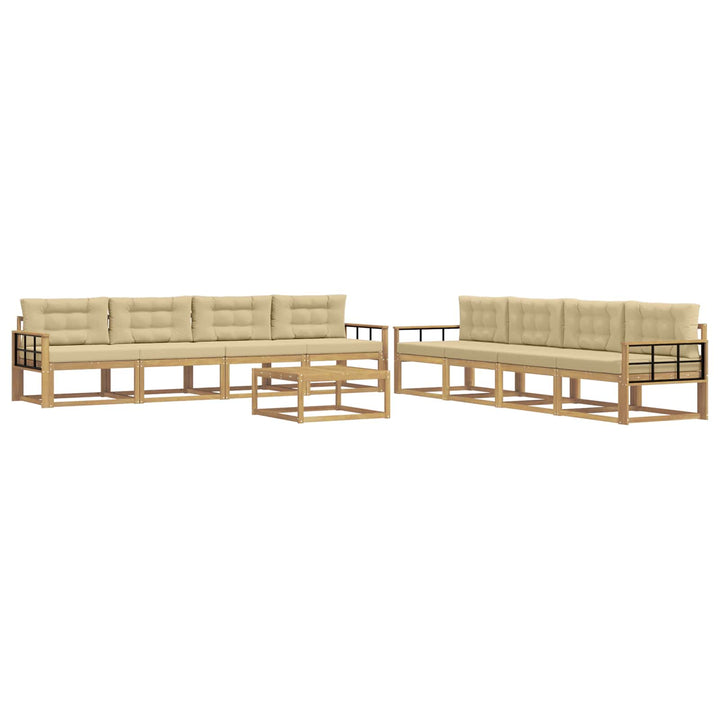 Udendørs sofagruppe 9 stk. Hvid og Beige Polyester