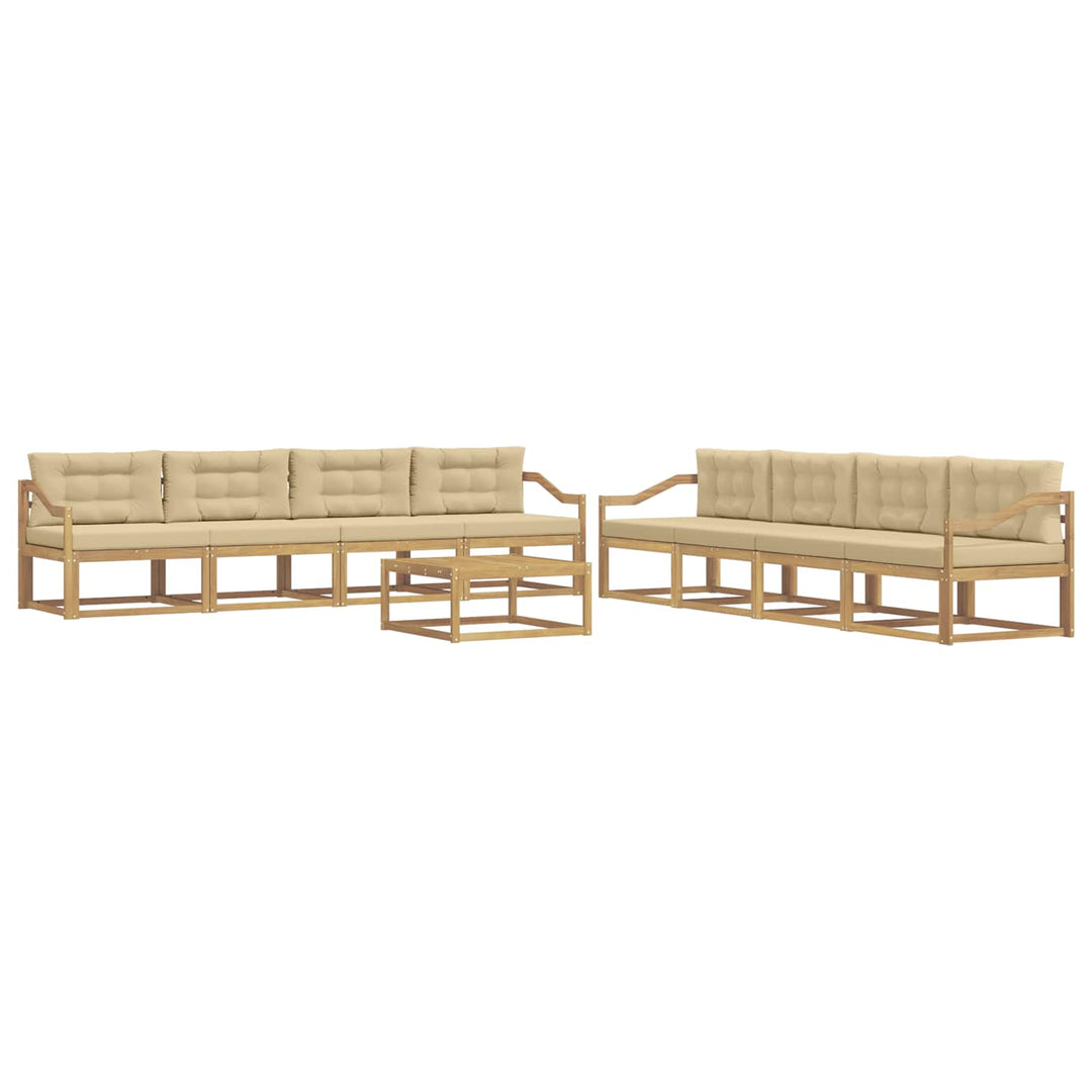 Udendørs sofagruppe 9 pcs Hvid og Beige 79 x 79 x 37 cm