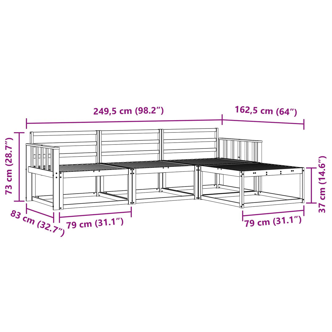 Udendørs sofagruppe 4 pcs Hvid 249,5 x 162,5 x 73 cm