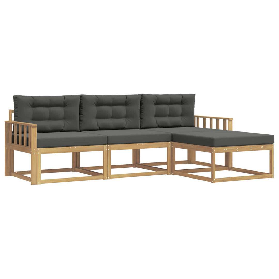 Udendørs sofagruppe med pude 4 pcs Hvid og antracit Polyester