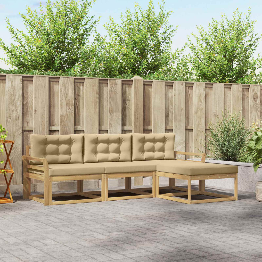 Udendørs sofagruppe 4 stk. Hvid og Beige Polyester