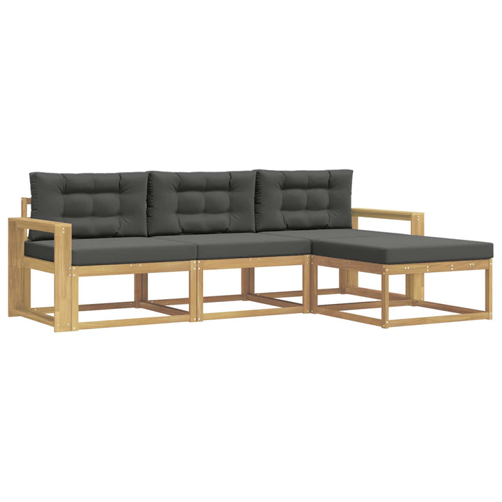 Udendørs sofagruppe med pude 4 pcs Hvid og antracit Polyester