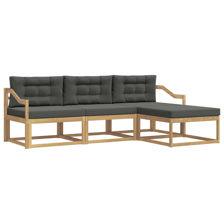 Udendørs sofagruppe med pude 4 pcs Hvid og antracit Polyester