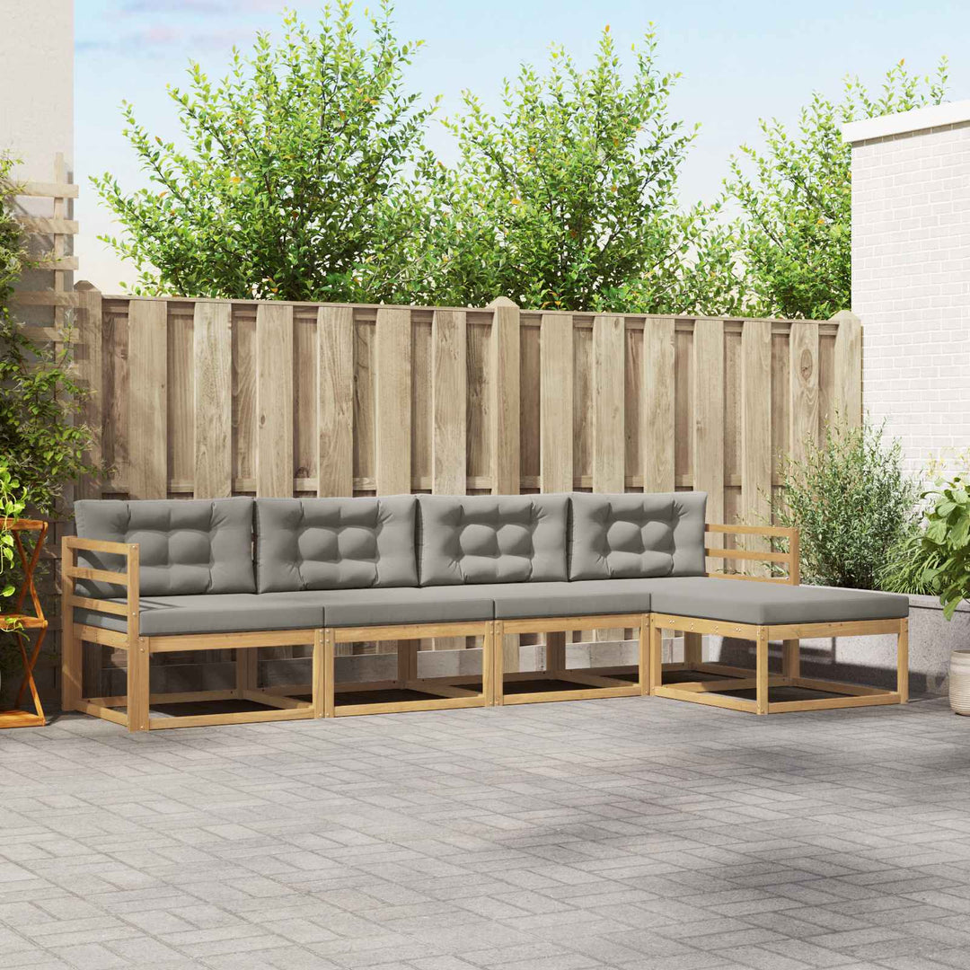 Udendørs sofagruppe med pude 4 pcs Hvid og lysegrå Polyester