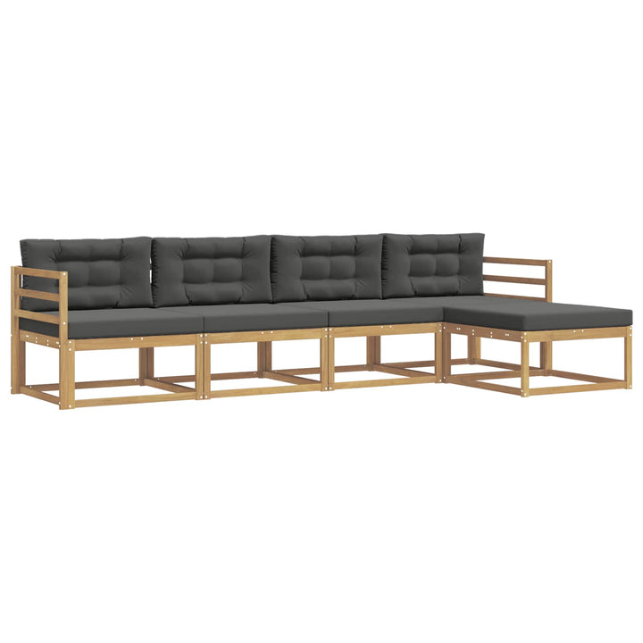 Udendørs sofagruppe med pude 4 pcs Hvid og antracit Polyester