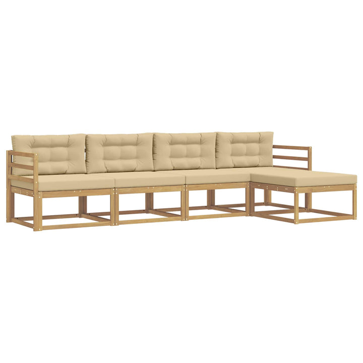Udendørs sofagruppe med pude 4 pcs Hvid og Beige Polyester