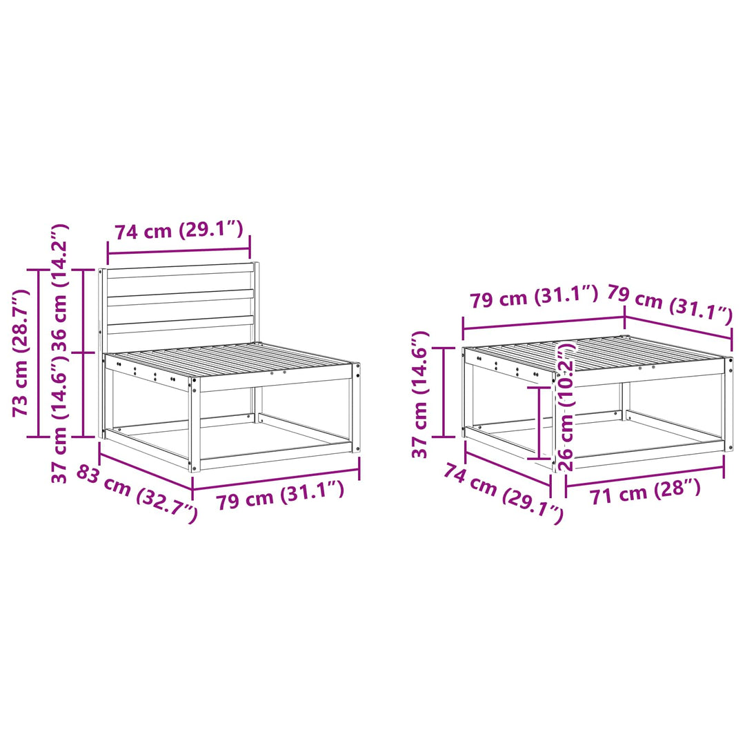 Udendørs sofagruppe 5 pcs Hvid 329 x 162,5 x 73 cm