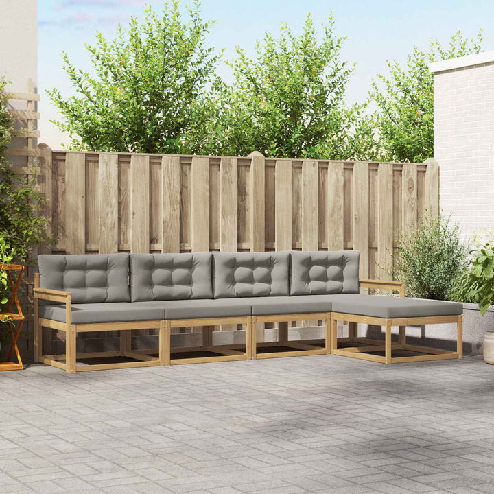 Udendørs sofagruppe med pude 4 pcs Hvid og lysegrå Polyester