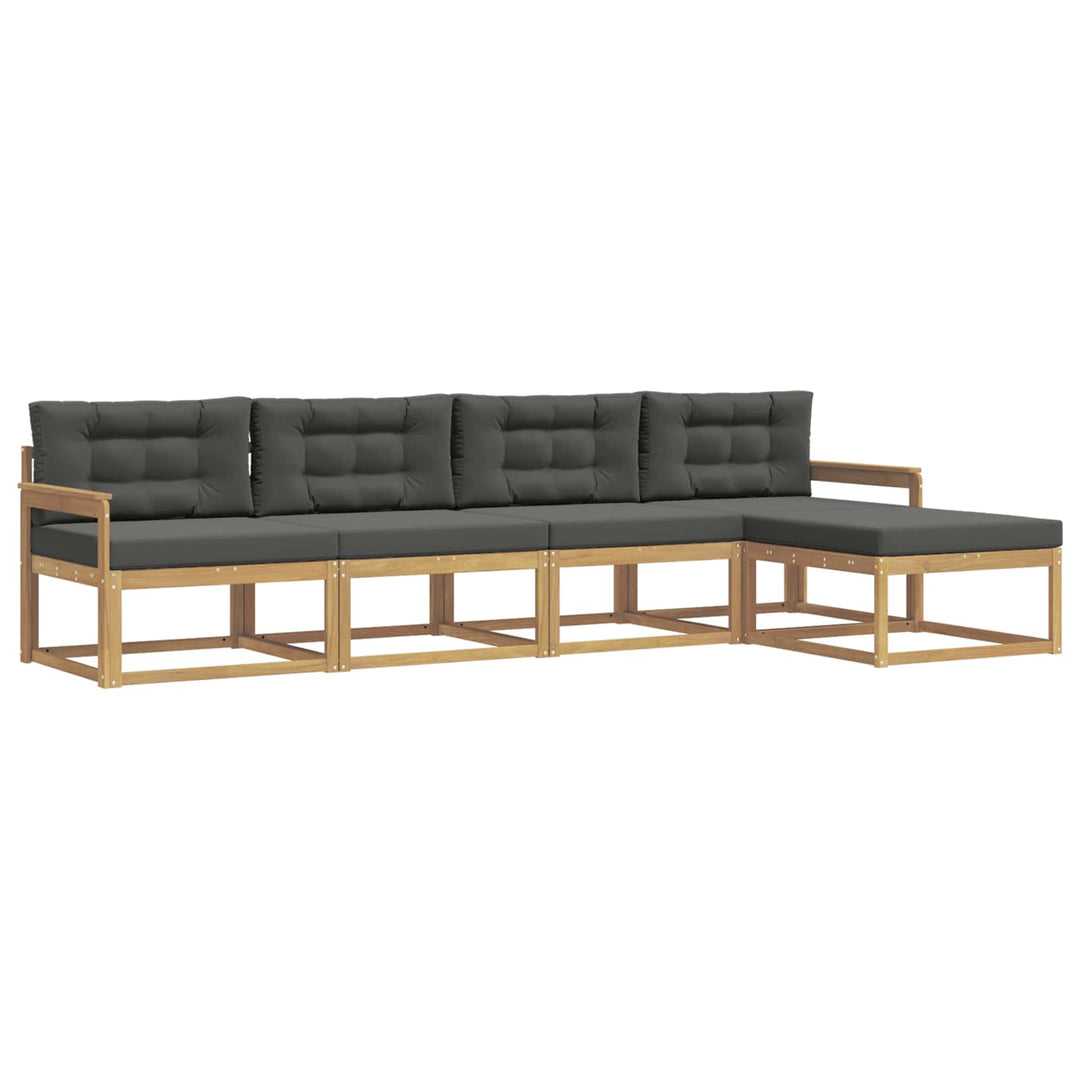 Udendørs sofagruppe med pude 4 pcs Hvid og antracit Polyester