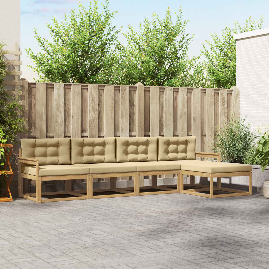 Udendørs sofagruppe 4 stk. Hvid og Beige Polyester