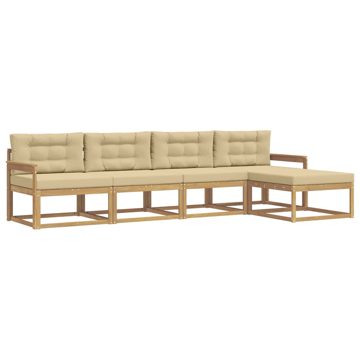Udendørs sofagruppe 4 stk. Hvid og Beige Polyester