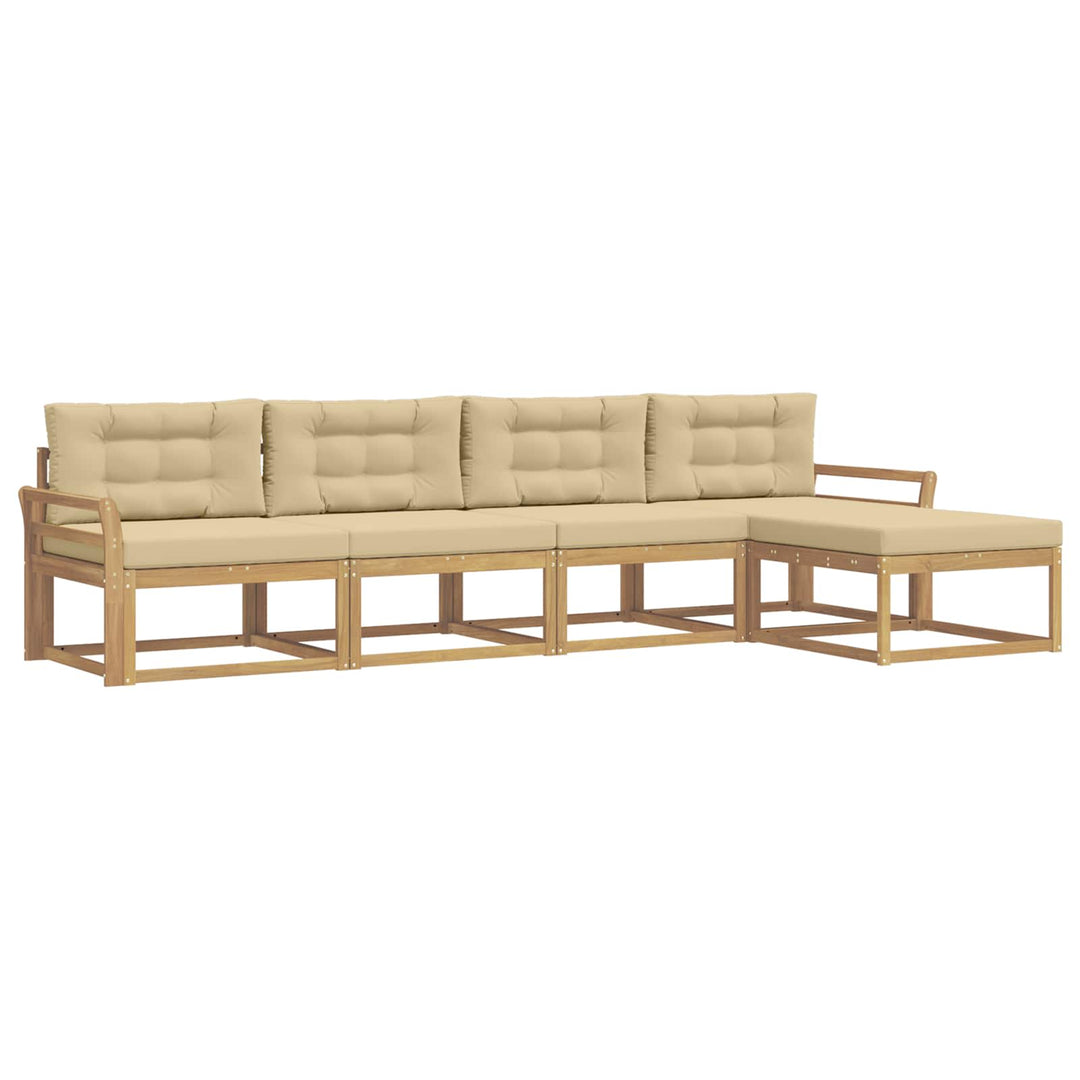 Udendørs sofagruppe 4 stk. Hvid og Beige Polyester