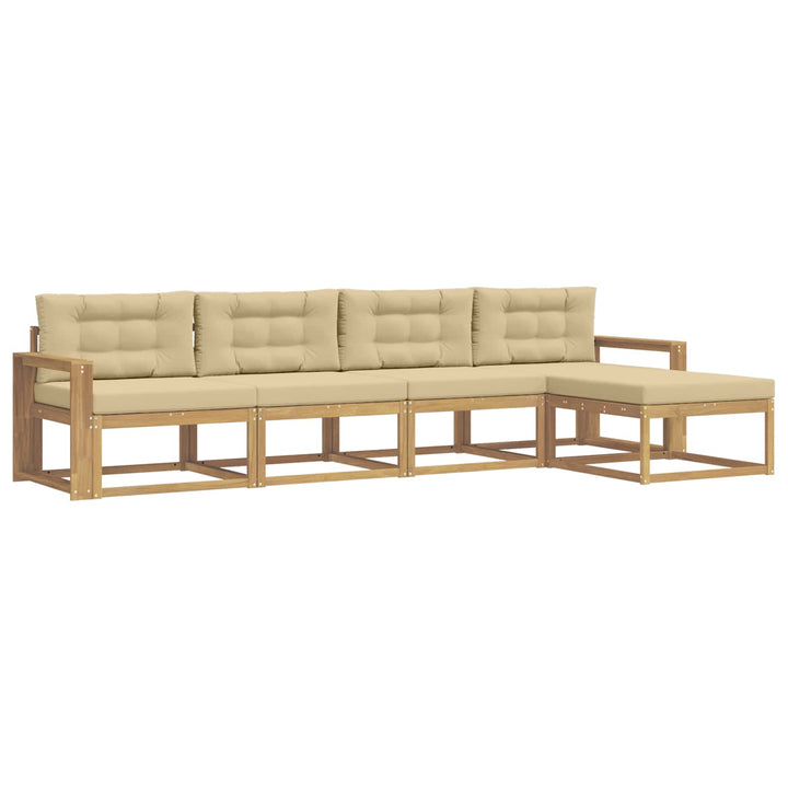 Udendørs sofagruppe 4 stk. Hvid og Beige Polyester