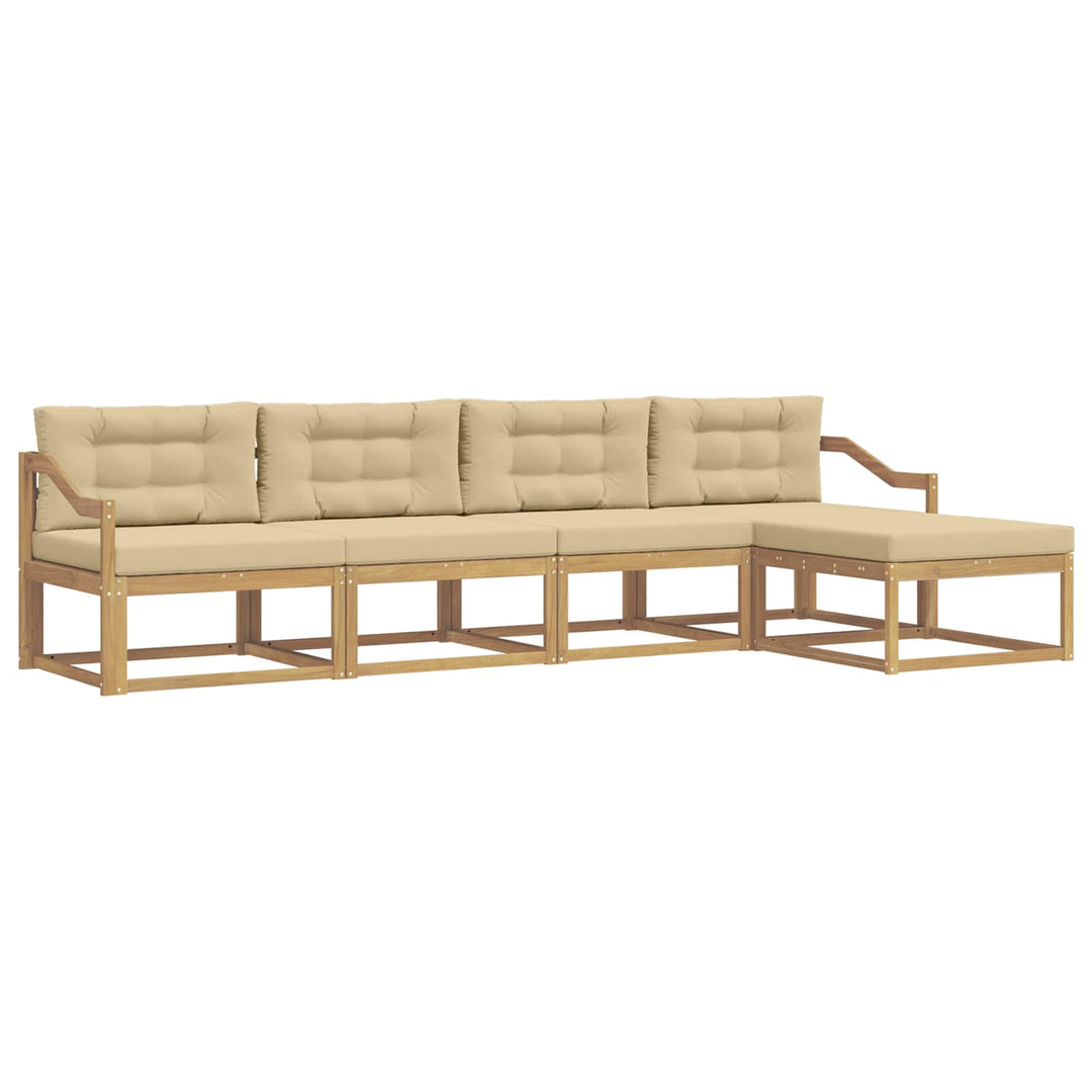 Udendørs sofagruppe 4 stk. Hvid og Beige Polyester
