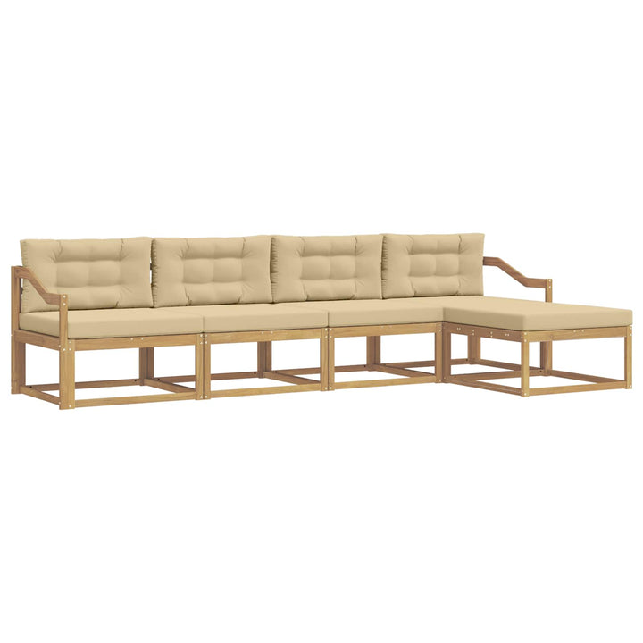 Udendørs sofagruppe 4 stk. Hvid og Beige Polyester