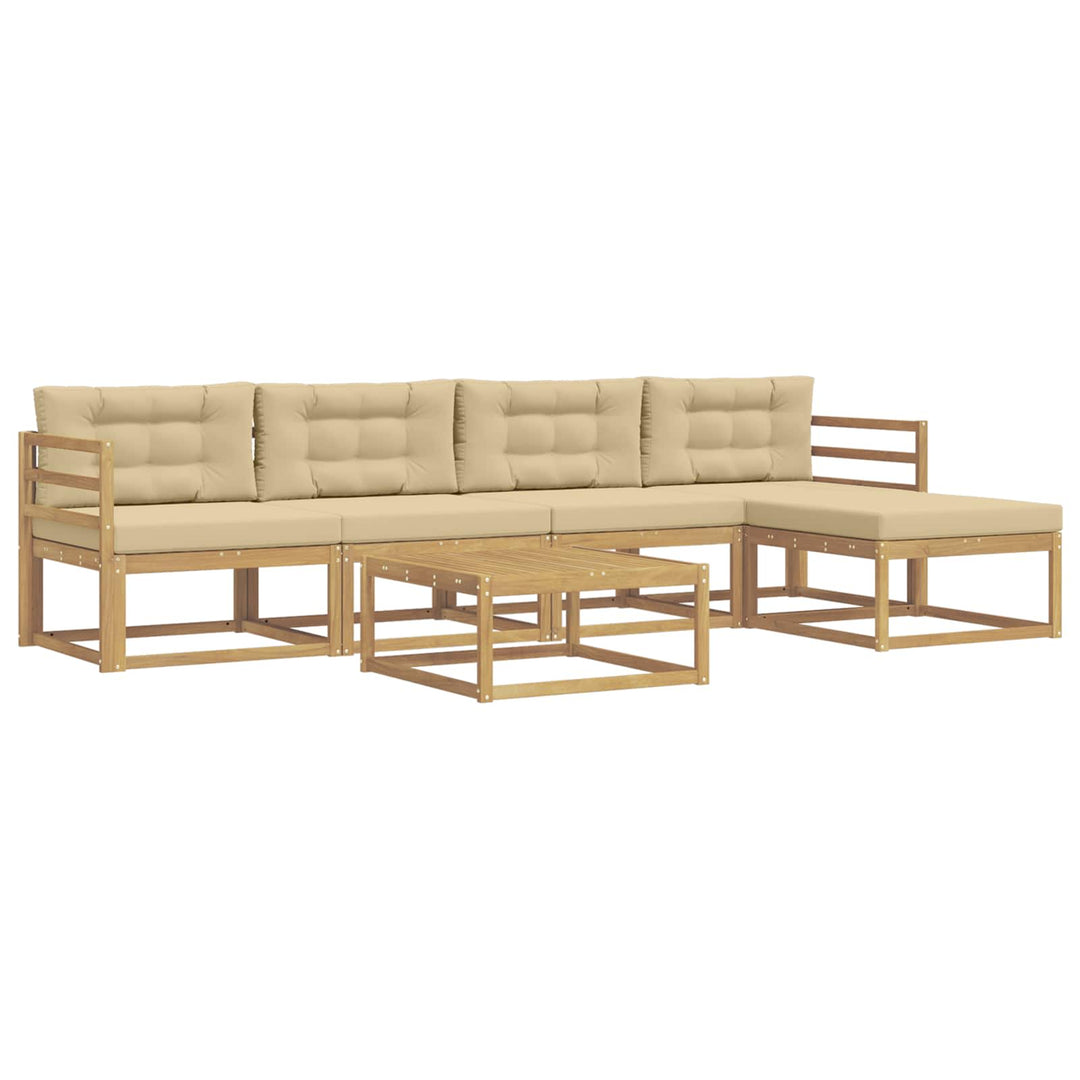 Udendørs sofagruppe 6 stk. Hvid og Beige Polyester
