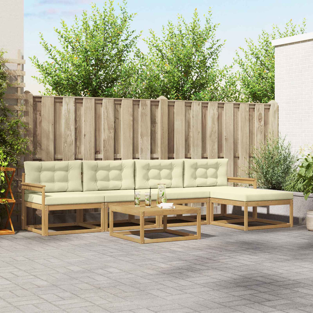 Udendørs sofagruppe 6 pcs Hvid og cremefarvet 79 x 79 x 37 cm