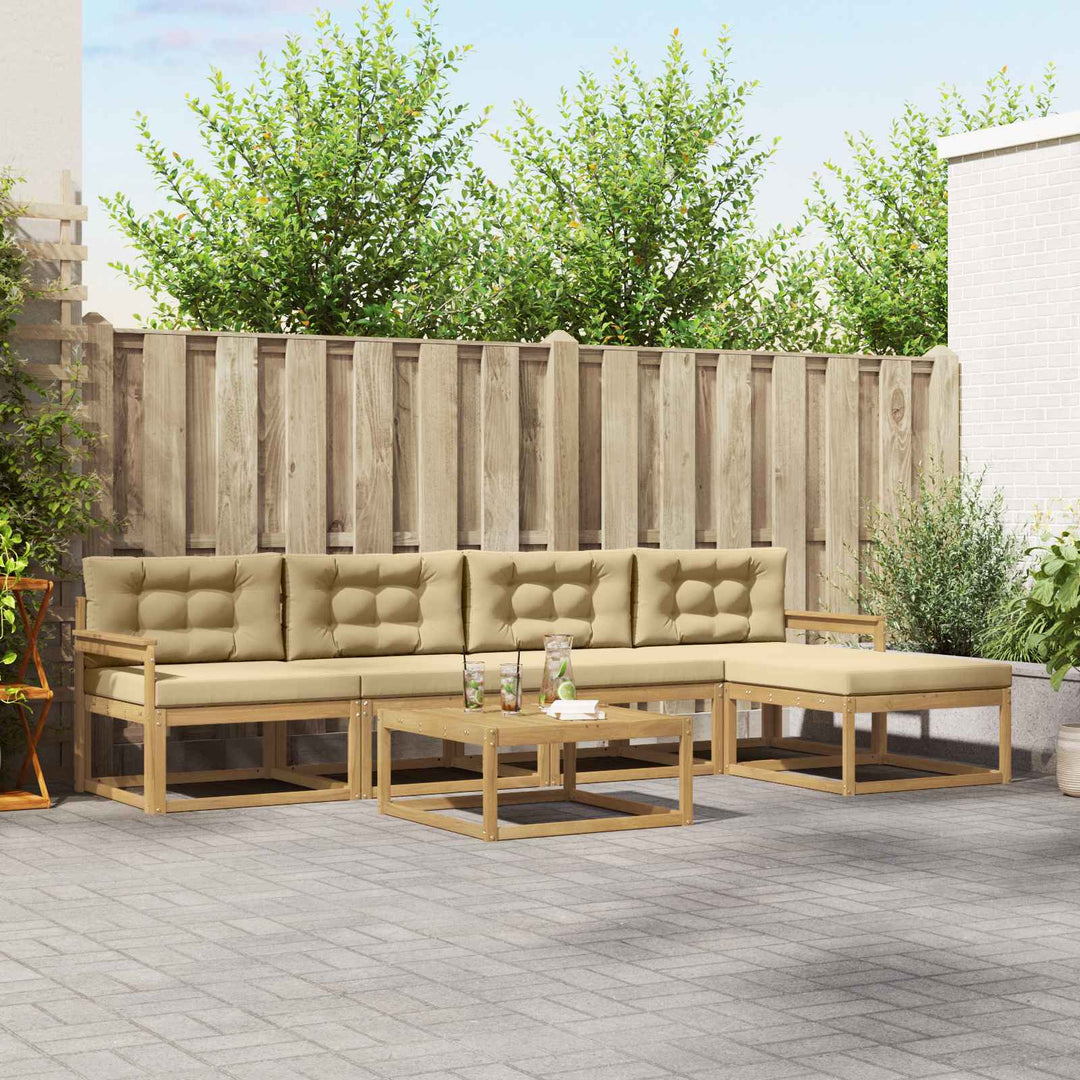 Udendørs sofagruppe 6 stk. Hvid og Beige Polyester