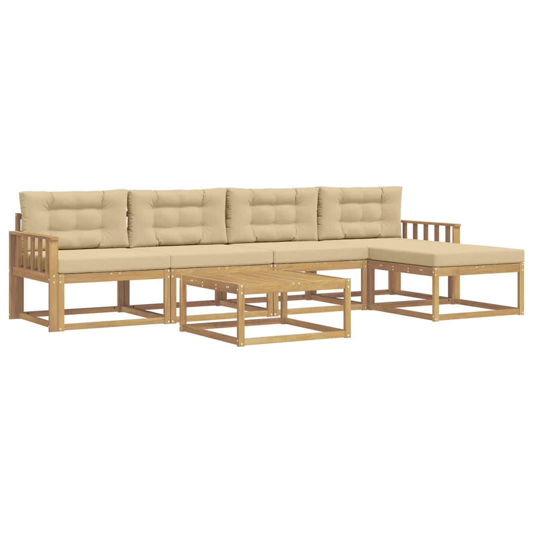 Udendørs sofagruppe 6 stk. Hvid og Beige Polyester