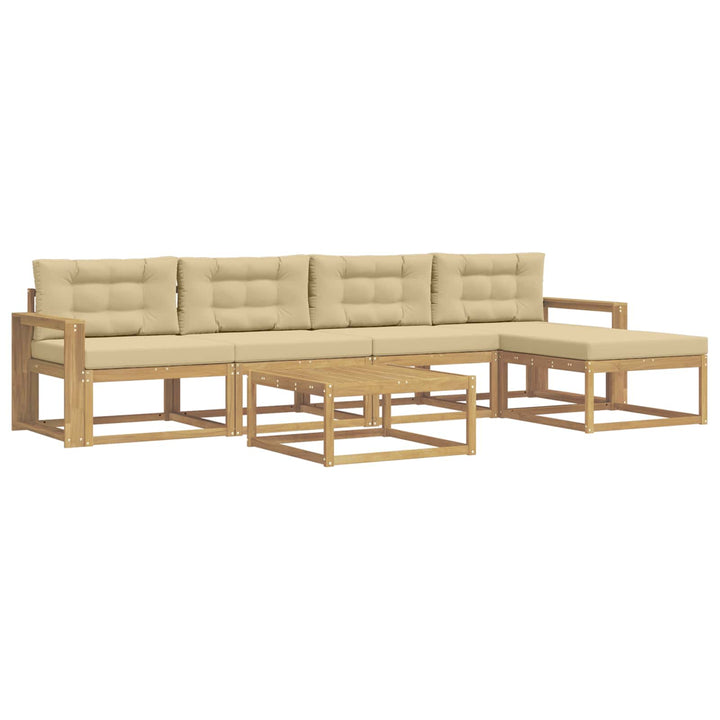 Udendørs sofagruppe 6 stk. Hvid og Beige Polyester