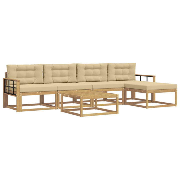 Udendørs sofagruppe 6 stk. Hvid og Beige Polyester