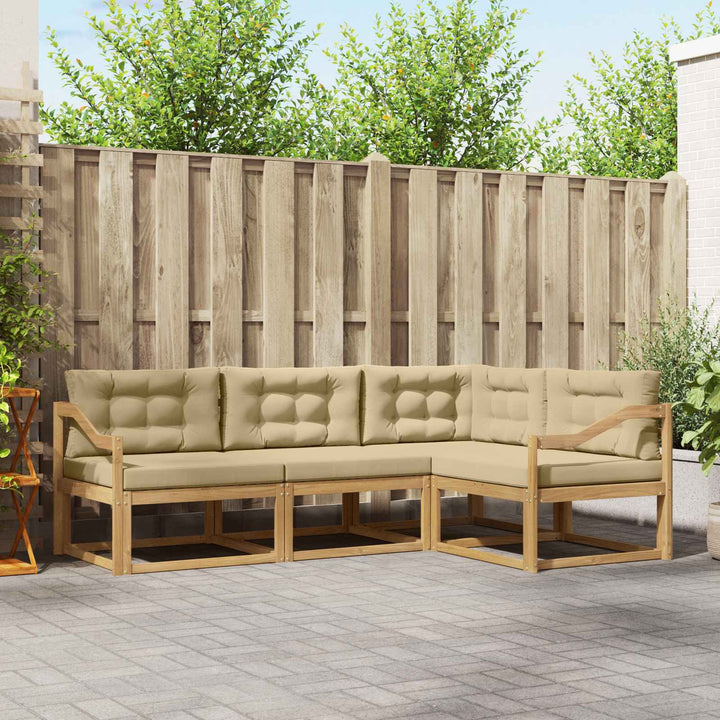 Udendørs sofagruppe med pude 3 pcs Hvid og Beige Polyester