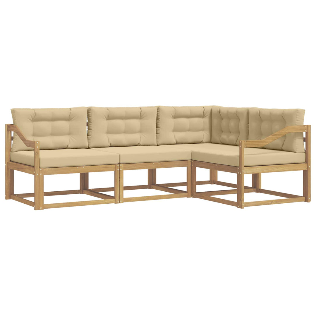 Udendørs sofagruppe med pude 3 pcs Hvid og Beige Polyester