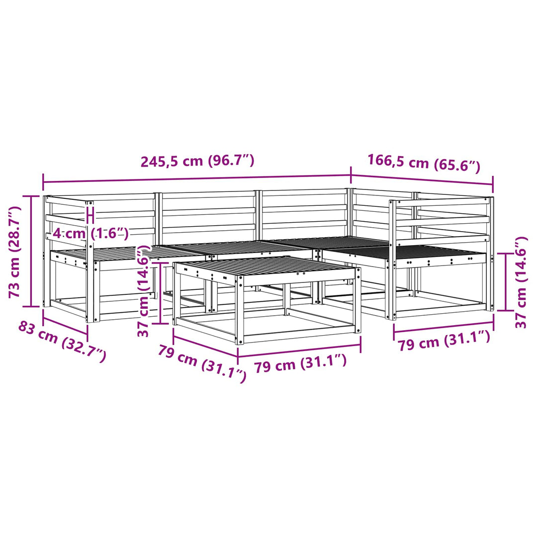 Udendørs sofagruppe 5 pcs Hvid 79 x 79 x 37 cm