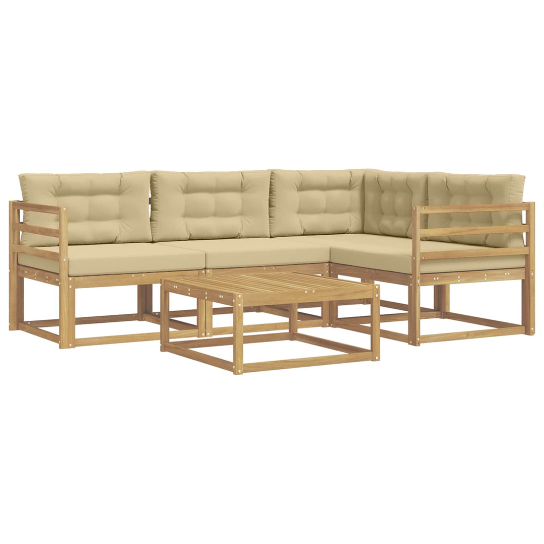 Udendørs sofagruppe 5 stk. Hvid og Beige Polyester